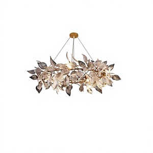 Golden <b>Branch</b> Jade Leaf Crystal & Copper Art Lamp-Modern <b>Light</b> Luxury for Living Room Dining Room Hall & Bedroom - Product Image 1