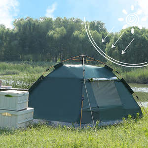 خيمة تخييم صغيرة محمولة لشخصين مصنوعة من قماش أكسفورد المطاطي الفضي 170T مع قاعدة مقاومة للماء - Product Image 5