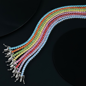 Rainbow Hand Chain 925 Sterling Silver Gra Certified 2-3mm Iced Out Round Brilliant Cut Vvs Moissante Jewelry Fashion <b>Bracelet</b> - Product Image 2