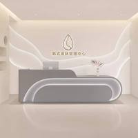 YS-0849 Bureau d'accueil moderne en bois durable avec éclairage LED et hauteur réglable pour hôtels, écoles, boutiques, centres commerciaux