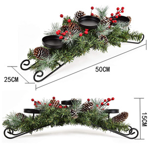 LANJO Christmas Candle Holder Table Centerpiece Clearance <b>Pine</b> Cones and Red Berry Table Centerpiece with 3 Candle Holders - Product Image 3
