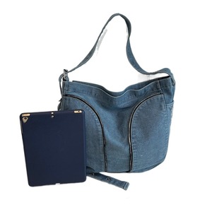 Sac fourre-tout en jean coréen tendance, parfait pour un look décontracté rétro, grande capacité, sac bandoulière pour les trajets quotidiens - Product Image 1