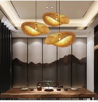 Grand Lustre Suspendu en Bambou Tressé Rustique en Rotin Artistique, Luminaire LED en Osier pour Salle à Manger