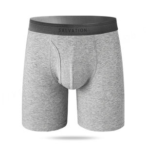 Bóxer de bambú para hombre de nuevo diseño, breve con logotipo láser, frente abierto, transpirable, Color sólido, corte de una pieza, ropa interior para hombre - Product Image 6