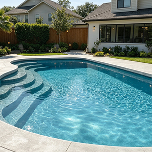Piscina de Fibra de Vidrio de Una Pieza Pre-fabricada para Patio Trasero de Villa, Piscina Residencial con Escalones, Piscina Enterrada de FRP - Product Image 1