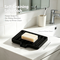 Porte-savon incliné avec canal de drainage, antidérapant et flexible, pour douche, salle de bain, comptoir de cuisine