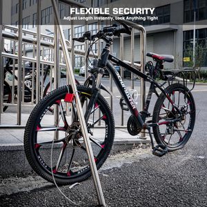 Khóa cáp thép nhôm bền chắc BOZZYS 3 chìa khóa điều chỉnh được, dài 3.28ft, dùng cho xe đạp, cửa, tủ khóa, sử dụng ngoài trời, màu đỏ, mạ anodize. - Product Image 5