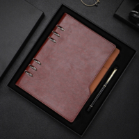 Classeur personnalisé A5/B5 6 pochettes de luxe feuilles mobiles 6 anneaux cahier d'affaires en cuir PU