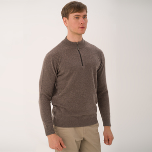 Pull en laine pour homme à demi-zip, tricoté à manches longues - Product Image 2
