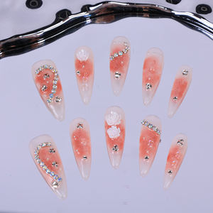 Precio de Fábrica al por Mayor: Uñas Acrílicas 3D de Alta Calidad, Diseño Francés, Cobertura Completa, Forma Ataúd/Cuadrada, Pre-diseñadas, en Caja Original - Product Image 1