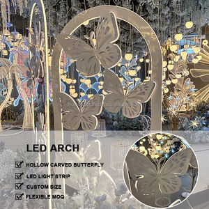 LEDA 3D Hollow <b>Butterfly</b> Design Metal Arch LED <b>Light</b> Glowing White Wedding Arch Stand Backdrop for Party Decoration - Product Image 3