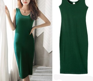 Abito estivo midi casual in chiffon senza maniche WY91706 per donne taglie forti, ragazze formose e studentesse, modello naturale con parte anteriore a vista - Product Image 3