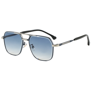 Lunettes <span class=keywords><strong>de</strong></span> soleil en métal avec logo personnalisé lunettes <span class=keywords><strong>de</strong></span> soleil <span class=keywords><strong>de</strong></span> plage et <span class=keywords><strong>de</strong></span> voyage en plein air double poutre carrée à la mode pour hommes - Product Image 1
