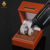 Offre Spéciale – Bagues en Argent Sterling 925 avec Moissanite Coupe Asscher – Bagues Hip-Hop pour Hommes avec Moissanite – Passent le Test du Diamant