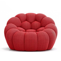 Fauteuil d'appoint convertible rond capitonné en tissu, rembourré en éponge, style canapé bulle pour salon et chambre