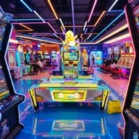 Machine de jeu interactive multijoueur Nailong Air Hockey avec écran d'affichage intégré à thème de dessin animé