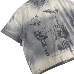 T-shirts en jersey de coton pour homme, style vintage, tendance streetwear, col rond, effet délavé. - Product Image 1