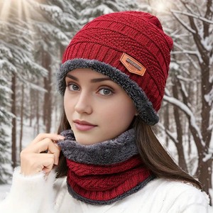 Ensemble <span class=keywords><strong>Bonnet</strong></span> et Gants Hiver Doux et Chaud de Haute Qualité pour Hommes, Chapeau en Fausse Fourrure Peluche Tricoté, Écharpe, <span class=keywords><strong>Bonnet</strong></span> et Gants de Haute Qualité - Product Image 3