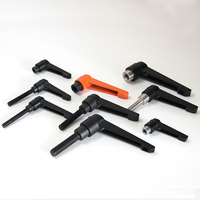 Poignée de verrouillage réglable en alliage de zinc-aluminium orange noir poignée de serrage tige de serrage en forme de L poignée mécanique rotative