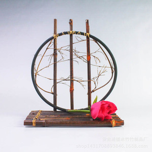 Bamboo Flower Stand Circular Display <b>Home</b> Decor Zen Art Teahouse Gift Valentine'S Day Standing Type - Product Image 3