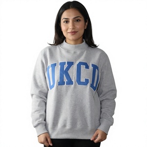Sweat-shirt à col roulé avec logo UKCD, gris, en polaire, surdimensionné, unisexe, décontracté, vêtements d'automne, streetwear, vêtements à marque privée - Product Image 1