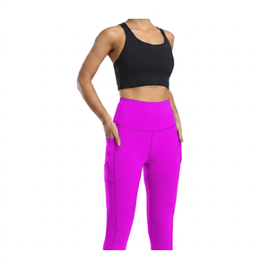 Pantalons de yoga à taille haute élastique, légers, respirants, à séchage rapide, longueur intégrale, leggings de sport pour femmes avec poches - Product Image 2