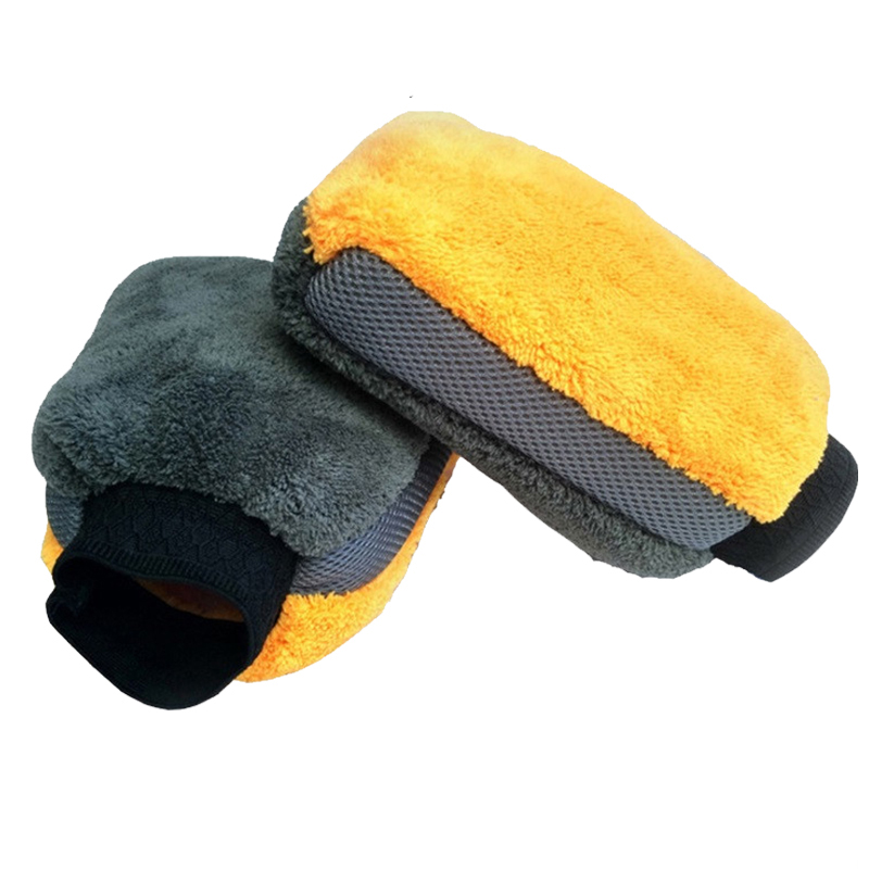 Перчатки для мытья автомобиля из микрофибры кораллового флиса инструменты для мытья Толстая салфетка автоуход Двусторонняя перчатка для мытья