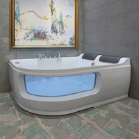 Portable 2 personnes blanc acrylique coin hydromassage baignoire à jets fonction de trempage de bulles d'air utilisation intérieure et extérieure pour les villas