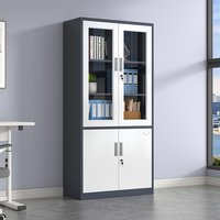 Classeur à double porte battante avec coffre verrouillable Classeur à 2 portes en verre