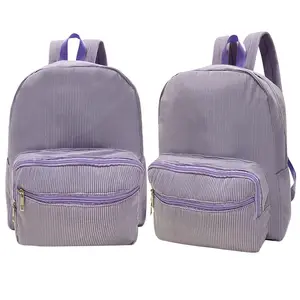 Korean Japan Fashion Style Corduroy Fabric Women Girls Ladies Book-bag Book Bag Schoolbag Back Pack With Front Side Pockets