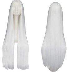 Peluca larga de mujer blanca de 70cm sobre la cintura ondulada de fibra de vidrio con extensión de cabello de fibras sintéticas - Product Image 1