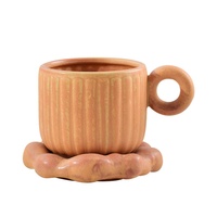 Tasse à café en céramique originale rétro, tournée au four, couleur unie, écologique, compatible micro-ondes, logo personnalisable