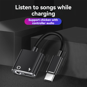 Adaptador de conector 2 en 1 de 3,5mm, tipo <span class=keywords><strong>C</strong></span>, convertidor de Audio para auriculares AUX, para teléfonos móviles, Cable divisor de WiFi óptico para el cable, 2 en 1 - Product Image 2