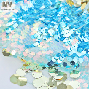 Vải Sequin Sáng Tạo Cho Trẻ Em Màu Ngọc Lam Lớn + Vàng 18Mm Vải Dệt Kim Cho Trang Phục Kimono - Product Image 5