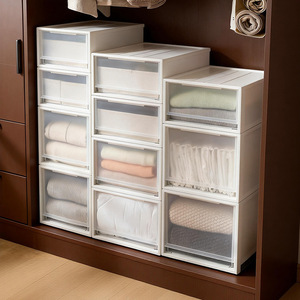 Transparent Drawer Storage Cabinet Rectangle Clothes Organizer 0L-5L Standing Type Wardrobe Moisture Proof Frosted Box - Product Image 1