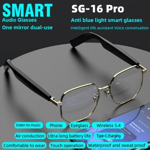 แว่นตาอัจฉริยะ LP SG16 PRO รุ่นแฟชั่นสีทอง พร้อมผู้ช่วยเสียง AI ป้องกันรังสียูวี ภาพคมชัด รองรับการโทรผ่านบลูทูธ หูฟัง TWS ควบคุมด้วยระบบสัมผัส ระบบส่งสัญญาณเสียงผ่านอากาศ - Product Image 3