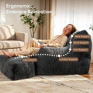 Contemporary Big <b>Bean</b> <b>Bag</b> Chair for Adults Ultra Soft Living Room Armrests Ottoman Napping <b>Bean</b> <b>Bag</b> Chair - Product Image 2