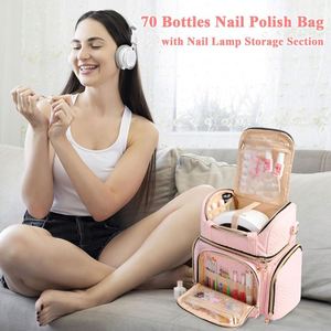 Free Sample Detachable Nail Polish Box Manicurist Bag Double Layers Portable Nail Polish <b>Makeup</b> Travel <b>Case</b> 2 Removable Pouches - Product Image 5