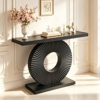 Table console élégante - finition noire, base ronde unique, table d'entrée ou table de canapé pour une décoration intérieure moderne