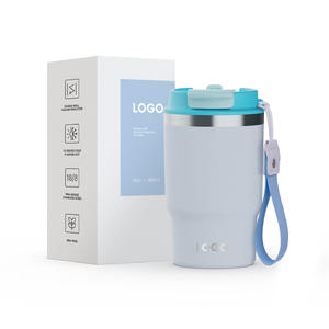 2025 nouvelle tasse à café Double pailles avec isolation en acier inoxydable 304 tasse de voiture Portable avec corde pour voyage - Product Image 1