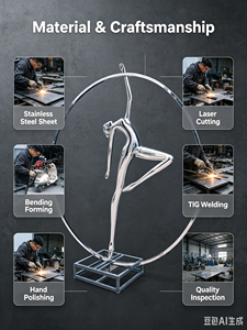 Escultura <span class=keywords><strong>de</strong></span> Persona Sentada en Forma <span class=keywords><strong>de</strong></span> Luna Creciente, Estilo Moderno y Deportivo, Acero Inoxidable Pulido, Decoración Romántica <span class=keywords><strong>para</strong></span> Pared, Hogar, Dormitorio, Hotel - Product Image 3