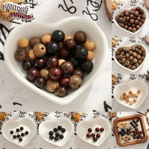 Perles en bois de Nantong, rondes, en bois de santal naturel, ébène, bois de rose, pour la fabrication de bracelets DIY, perles en vrac, taille moyenne - Product Image 1