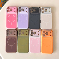 Étui en silicone magnétique à motif laser de luxe pour iPhone 16 15 Pro Max avec boutons métalliques et protection d'objectif en acrylique