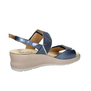 Sandalo con Zeppa Cinzia in Pelle Blu per Donna, Scarpa Estiva Comoda con Plateau - Product Image 4