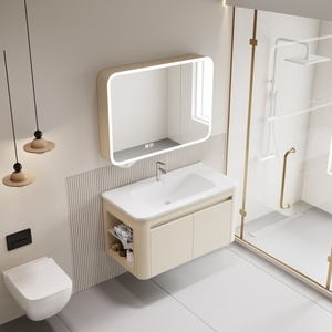 Mueble de Baño de Aluminio con Espejo LED, Montado en la Pared, con Almacenamiento Clasificado y Deslizamiento Suave, para Proyectos Hoteleros - Product Image 4