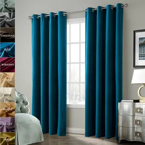 Super Zachte Zware Fluwelen Gordijn Drape Panel Nikkel Grommet Blauw