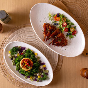 Plat <span class=keywords><strong>de</strong></span> service coréen et japonais au design unique pour mariage, Vajila Plato, motif blanc en relief, céramique, assiette à dîner irrégulière - Product Image 2