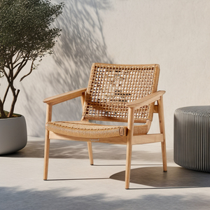 Sedia da Pranzo con Braccioli in Rattan per Esterni, Arredamento da Giardino alla Moda, <span class=keywords><strong>Sedie</strong></span> in Teak per Villa e <span class=keywords><strong>Cucina</strong></span> - Product Image 2