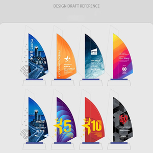 Trofeo de cristal personalizado para regalo de negocios, Trofeo y premios de cristal con forma de velero con impresión colorida - Product Image 2