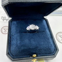 Bague de fiançailles unisexe vintage en or massif 14 carats avec trois pierres rondes en diamant cultivé en laboratoire certifié IGI CVD 1 2 3 carats